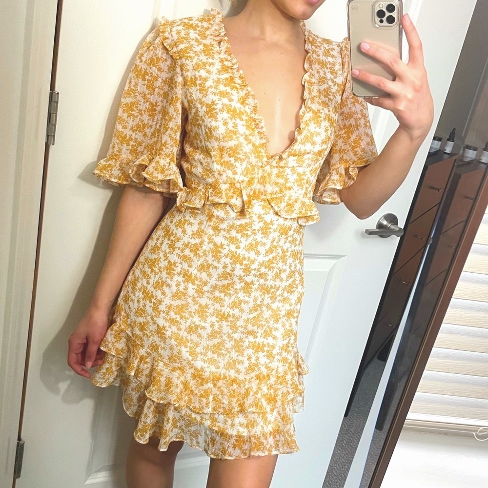 White and Gold Floral Dress